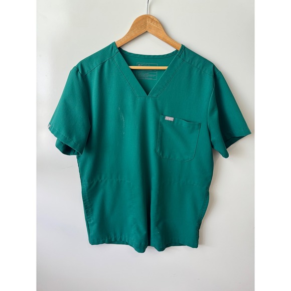 Figs Tops - FIGS Scrub Top V-Neck‎ Short Sleeve Medical Uniform Green Work Wear Size M